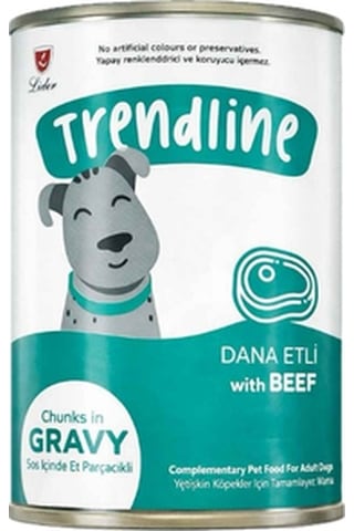 Trendline Sos İçerisinde Et Parçacıklı Dana Etli Yetişkin Köpek Konservesi 400 Gr 24'lü Paket