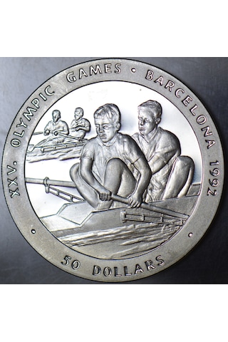 Nıue 50 Dolar 1989 Barselona Olimpiyat Oyunları-kürek. 28,4 Gr 38,6 Mm Proof Baskı Çil.