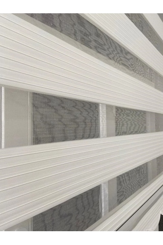 Krem Geniş Pliseli Zebra Stor Perde Eteği Dilimli Alüminyum Kasa Etek Dilimi  Krem 10 x 10