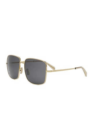 Celine Cl40284u 30a Kadın Güneş Gözlüğü - Oversize Kare Form Altın Metal Çerçeveli Füme Camlı Çok Renkli