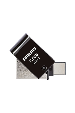 Flash Bellek 128 Gb Mini Usb Ve Type-c 3.1 Philips Gece Siyahı