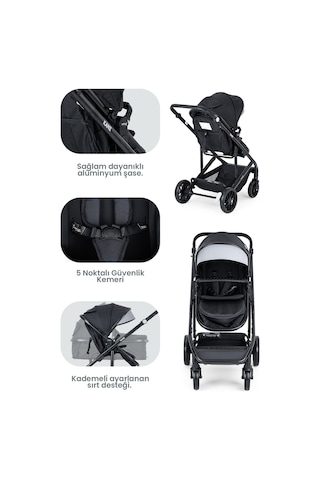 Kanz Echo Travel Sistem Bebek Arabası Siyah
