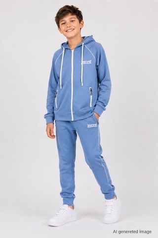 Pina Kids Erkek Çocuk Scuba Atheletic Reglan Kol Kapüşonlu Dalgıç Kumaş Eşofman Takımı Esf7028 Açık İndigo