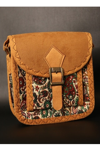 Pujiva Etnik Tarz Kilim Desenli, Omuz Çantası, Askılı Çanta, Suet Kapak, Günlük Otantik Çanta Ölçü:17 18 6 Bej