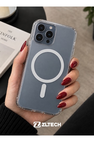 Apple iPhone 15 Pro Max Uyumlu Magsafe Özellikli Sert Şeffaf Kılıf Plastıc Cover Şeffaf