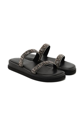 19 Black Terlik Kadın 26261 Myconian 2025 Greek Sandal Siyah