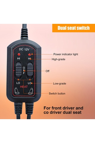 Yaozixa Sıcaklık Ayarlı 12v Elektrikli Otomobil Yastığı - Siyah İki Koltuklu, Hızlı Isıtma, Ev/ofis Uyumlu