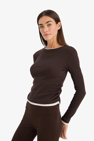 Defacto Slim Fit Dar Kesim Bisiklet Yaka Ribana Uzun Kollu Tişört E6548ax25aubn267 Kahve