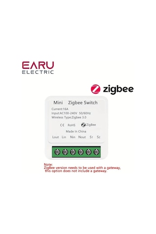 Xuweiwei Tuya Zigbee Tuya Akıllı Ev Mini Anahtar Modülü Wifi Zigbee 16a Sesle Kontrol Uyumlu Alexa Google Home Earu Elektrik 220v 240v