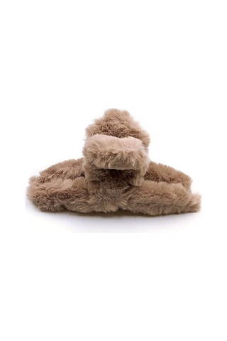 Kahverengi Kürklü Soft Yumuşak Peluş Mandal Toka, Saç Tokası, Saç Aksesuarı Çok Renkli