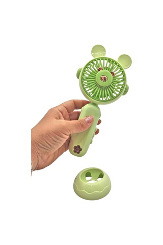 Şarj Edilebilir Fanlı Ayıcık Figürlü Ayarlanabilir El Fanı Vantilatör - Yeşil