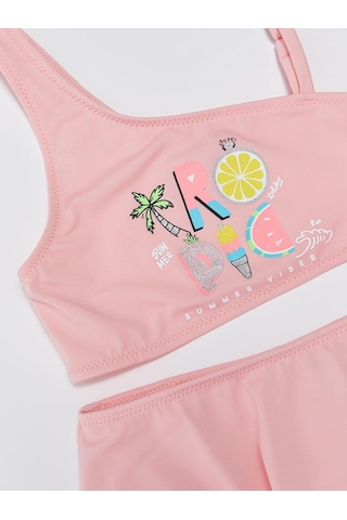 Deep Beach Baskılı Kız Çocuk Etekli Bikini Takım 001