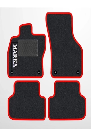 Kia Rio 2011-2017 -3 Siyah Halı Kırmızı Kenar Petek Topuk