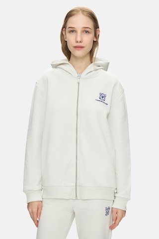 Ucla Esther Kemik Rengi Fermuarlı Ve Cepli Nakışlı Loose Fit Kadın Sweatshirt Kemik Rengi