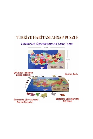81 Parça Ahşap Türkiye Haritası Puzzle Eğitici Ve Öğretici Ahşap Türkiye Haritası Puzzle