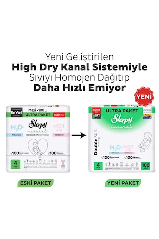 Sleepy Natural Double Soft Ultra Fırsat Paketi Külot Bez 4 Numara Maxi 200 Adet