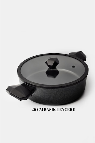 Gal Basık Tencere 26 Cm Siyah