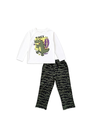 Deno Kids Denokids Erkek Çocuk Takım Dinozor Baskılı %100 Pamuk T-shirt Ve Pantolon 3-8 Yaş Çok Renkli