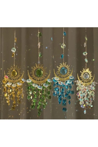 Yunboo K9 Kristal Güneş Tutucu Asağı - Mor Renkli Ev Dekoru, Işık Gölge Desenleri Yaratır, 38cm/84g