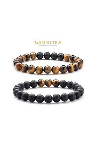 Geometra Concept Kaplan Gözü Oniks Ruh Eşi Doğaltaş Bileklik Çok Renkli