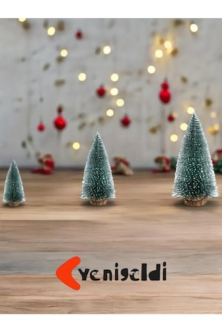 Yenigeldi 3'lü Çam Ağacı Seti 15 Cm, 15 Cm, 20 Cm Masa Üstü Yılbaşı Süsü, Dekorasyon Ağacı, Yeşil Diğer