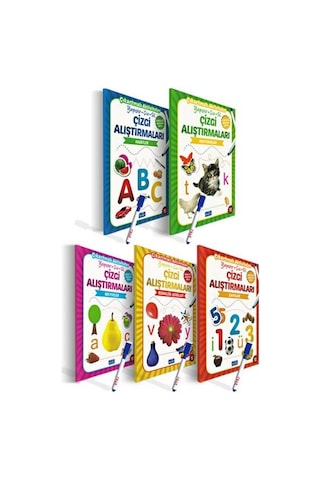 Çizgi Alıştırmaları Seti 5 Kitap - Yaz Sil Kalem Hediyeli Çizgi Alıştırmaları Seti 5 Kitap - Yaz Sil Kalem Hediyeli
