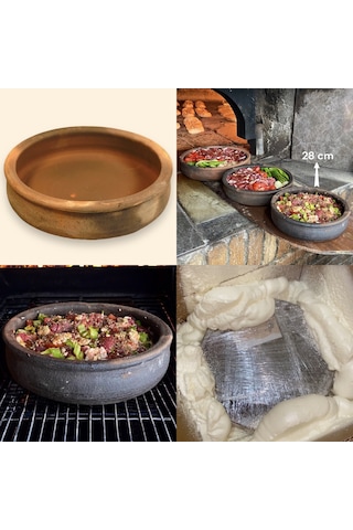 Küçük Boy Toprak Güveç Fırın Tepsisi 4 Kişilik 28 CM Toprak