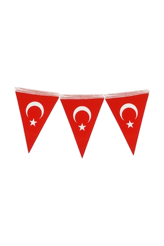 Türk Bayrağı Ay Yıldız Üçgen İpli Flama Bayrak-1 Adet 100 X 10 Cm