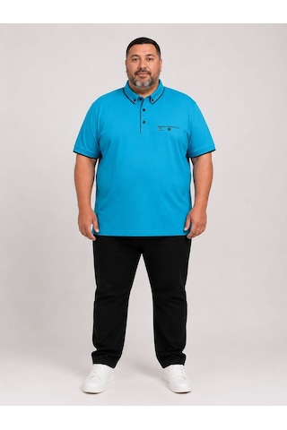 26-7057 Lacaton Erkek Büyük Beden Kısa Kol T-shirt Turkuaz