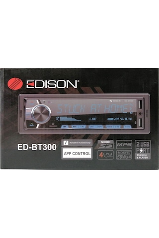 Edison Ed-bt300 Oto Teyp Mp3 Çalar/fm Radyo/usb/aux/sd/bt/2 Amfi Çıkışlı/4 50w/app Kontrol/kumanda