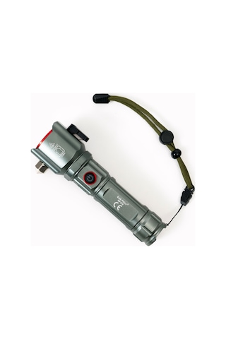 Gold Police Gp-218 Tg Led Uzun Menzilli Cam Kıracaklı Şarjlı El Feneri Gri