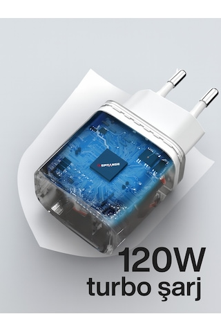 120w Gangast Technolgy Type-c Turbo Şarj Aleti I Saniye Gösterimli