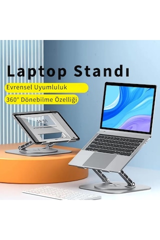 Coofbe Yükseklik Ayarlı 360 Döner Alüminyum Laptop Standı Laptop Sehpası Açı Yükseklik Ayarlı Kaymaz Padli