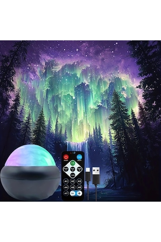 Honeybeeshop Siyah Aurora Borealis Yildizli Gokyuzu Projeksiyon 1 Bilgisayar Uzaktan Kumandali Led Gece Lambasi 7 Aydinlatma Etkisi