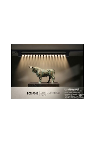 Siyah Kasa Günışığı 180 ' Magnet Led Ray Spot Lamba 1 Metre Raylı Armatür 48cm Diğer