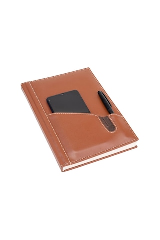 2K 2027 Yeni Yıl Günlük Çizgili Ajanda Deri Telefon Kılıflı Kapak 17x24 CM - Taba