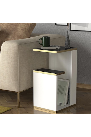 Dekorister Ravenna Koltuk Yan Sehpa Beyaz-Mermer