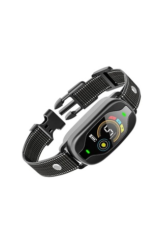 Teltree Köpek Havlama Engelleme Cihazı: Renkli Ekran, Ip67 Su Geçirmez, 3 Mod Ses-titreşim-şok , Akıllı Tanı, Şarjlı, Hassasiyet Ayarı - Siyah