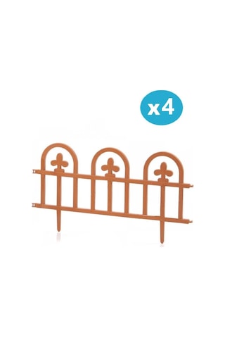 Omnipazar Sy-5992 Estate Plastik Bahçe Çiti 60x32 Cm 4'lü Set Kahverengi