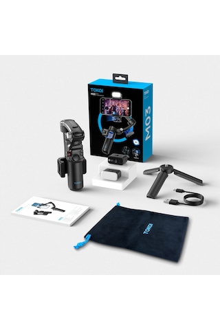 Çeşithane M03 Profesyonel 3 Eksenli Gimbal Stabilizatör - Yapay Zeka Aı Yüz Takibi, Kablosuz Mikro