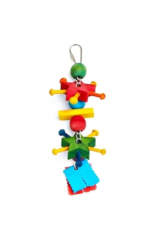 Ahşap Renkli Yıldızlar Papağan Kuş Oyuncağı 22 Cm