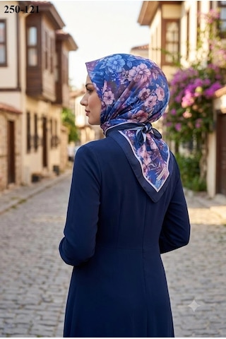 Velscarfs Soft Pamuk Parla Eşarp Lacivert 250-121 Çok Renkli