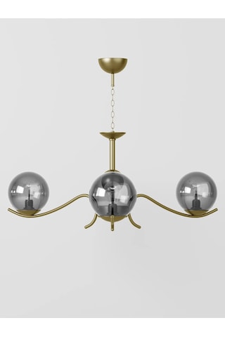 Merla 3'lü Eskitme Füme Camlı Avize Modern Salon Sarkıt Aydınla 1 Adet