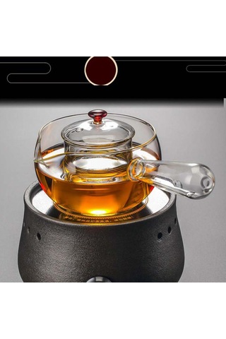 Suntek Demlikli Çaydanlık 450ml Seyahat Ocakları Cam-kulp