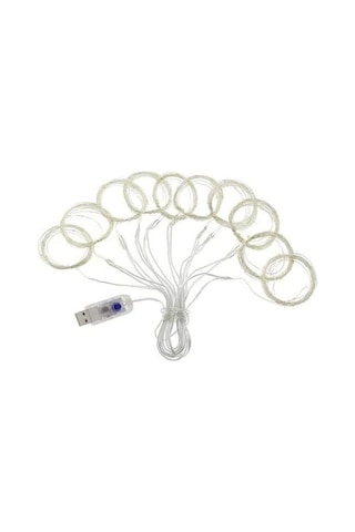 Peri Telli Perde Led Işık 3x3 Metre - 300 Ledli Günışığı Kumandalı & Usb'li Sarı