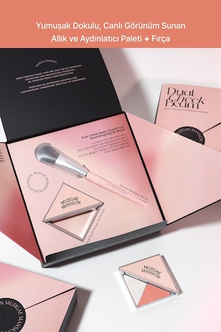 Allık Ve Aydınlatıcı Paleti + Fırça Seti Muzıgae Mansıon Dual Cheek Beam Set 02 Peach Fuzz 02 Peach Fuzz