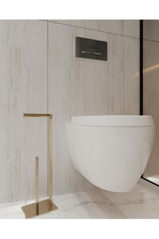 Aju Tuvalet Kağıtlığı Yedekli Gold Tasarım Ağır Döküm Ayaklı Devrilmez Banyo Tuvalet Kurulum Gerektirmez Gold