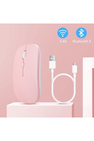 Honor Uyumlu Tablet Şarj Edilebilir Sessiz Mouse Bluetooth + 2.4hz Wifi