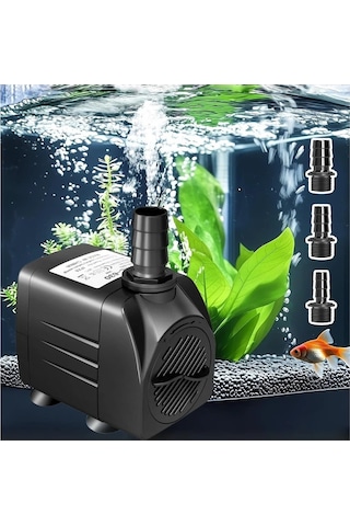 Honeybeeshop 25w 550gph Ultra Sessiz Dalgıç Pompa 2000l H 198cm Yükseklik 3 Nozullu Akvaryum Gölet Siyah