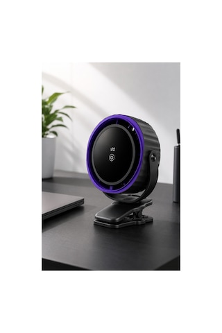 Robeve Blic Led Ekranlı Şarjlı Klipsli Fan Usb-c Şarjlı Masaüstü Vantilatör 4 Kademeli Güçlü Rüzgar, Dijital Gösterge, Sessiz Mini Fan, Taşınabilir Masa Ve Bebek Arabası Klipsli Fan